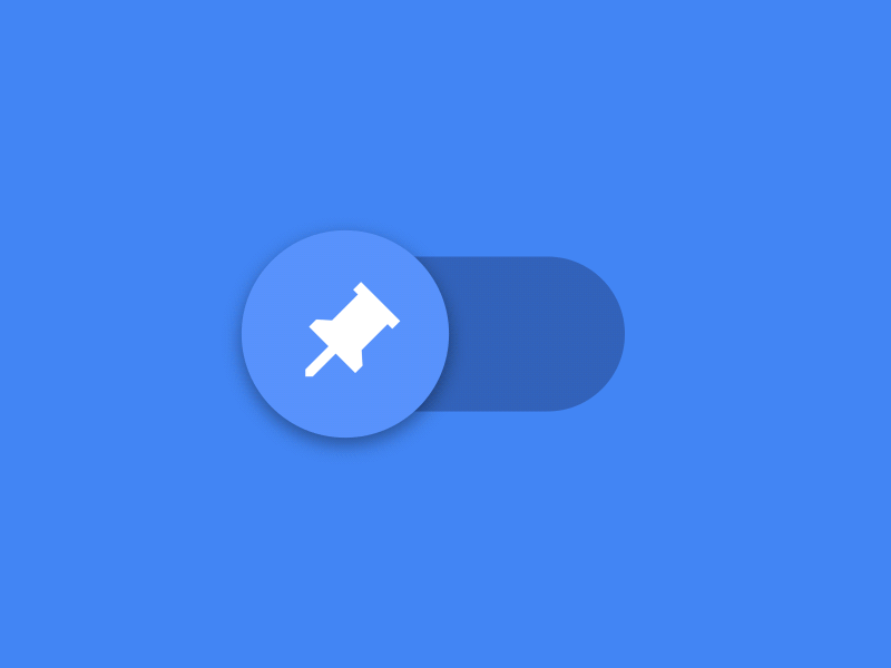 A toggle with a pin icon inside switching between on and off.