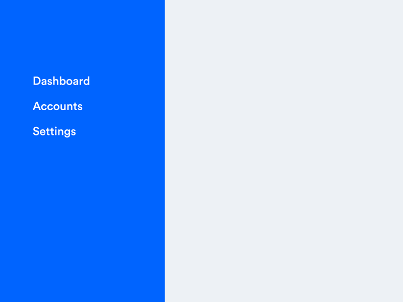 A navigation menu navigating into a deeper level, and back.