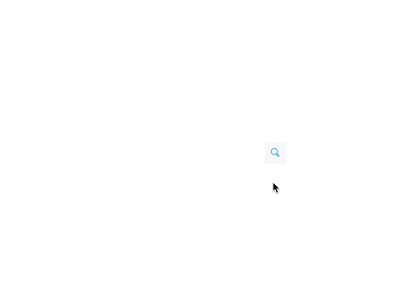 A search field expanding and showing text being typed in.