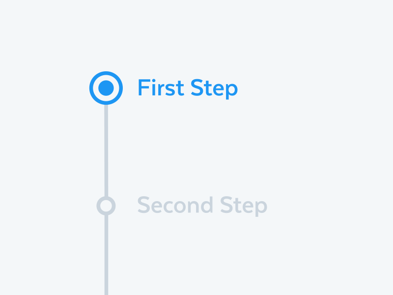A timeline animating from steps 1 to 2.