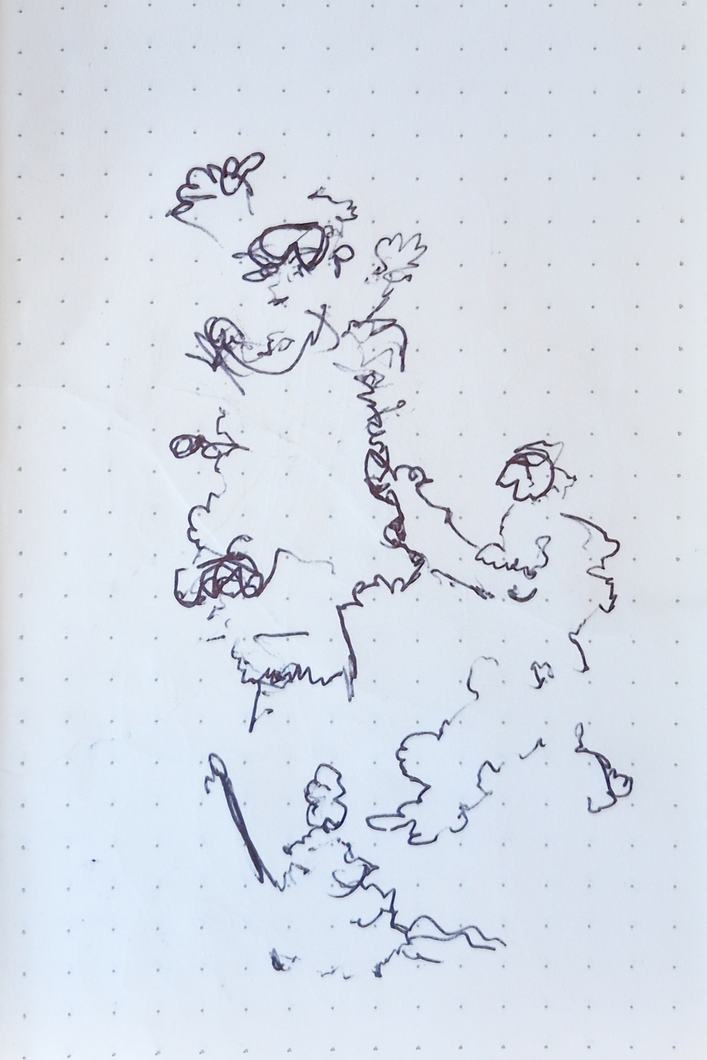 Abstract gestural drawing of a child playing