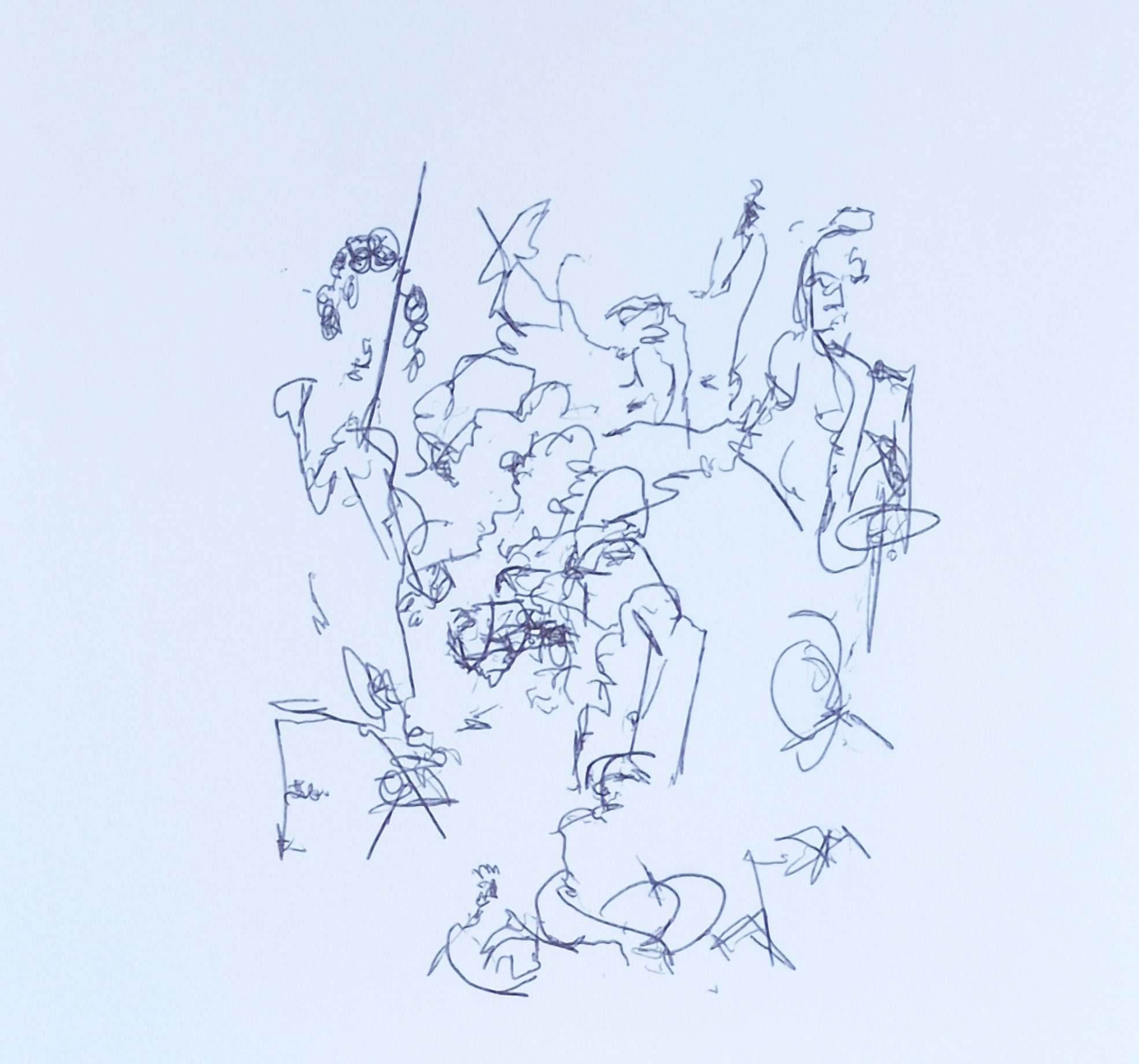 Abstract gestural drawing of an experimental quartet