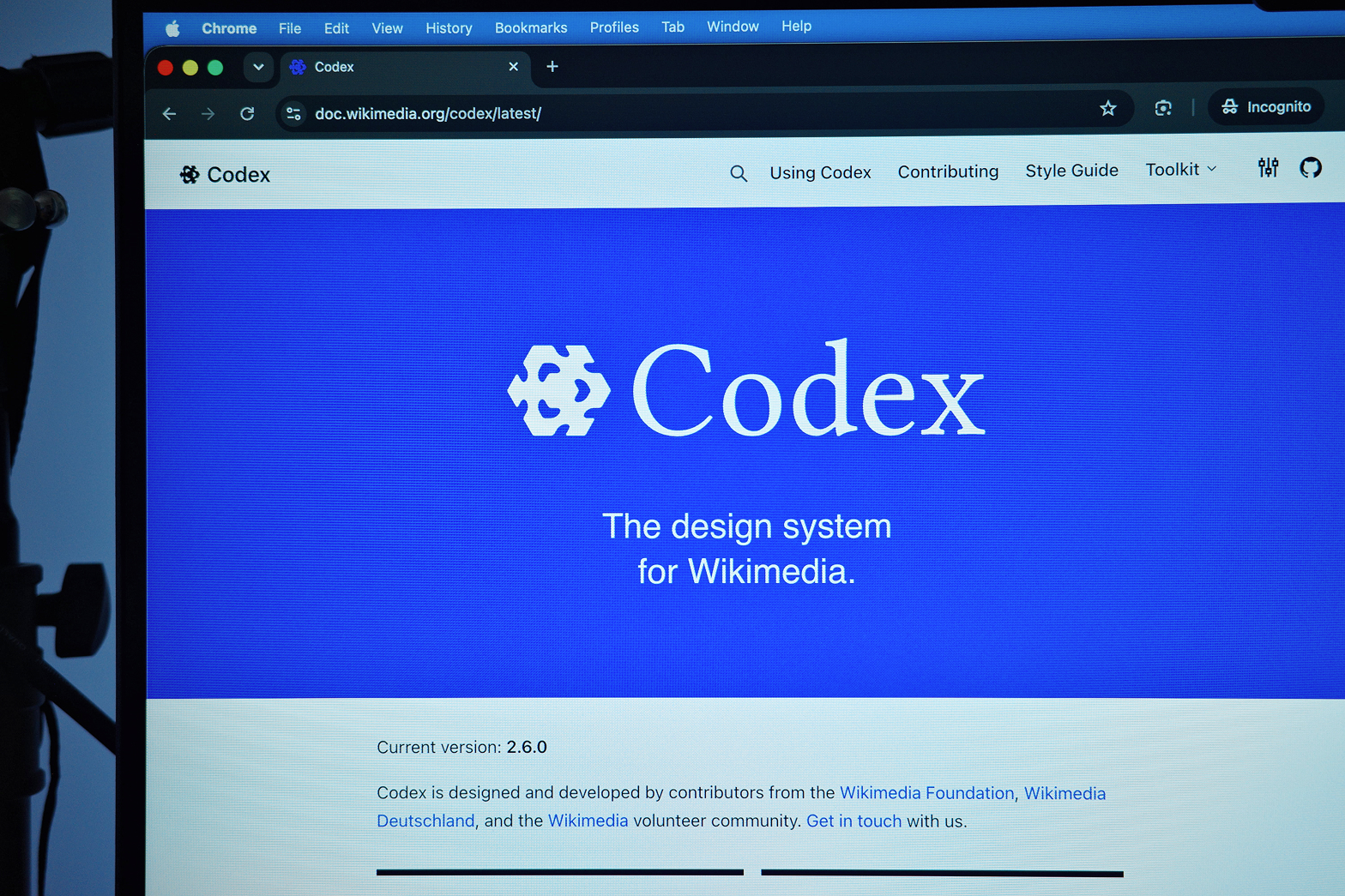 Screenshot of the Codex documentation site