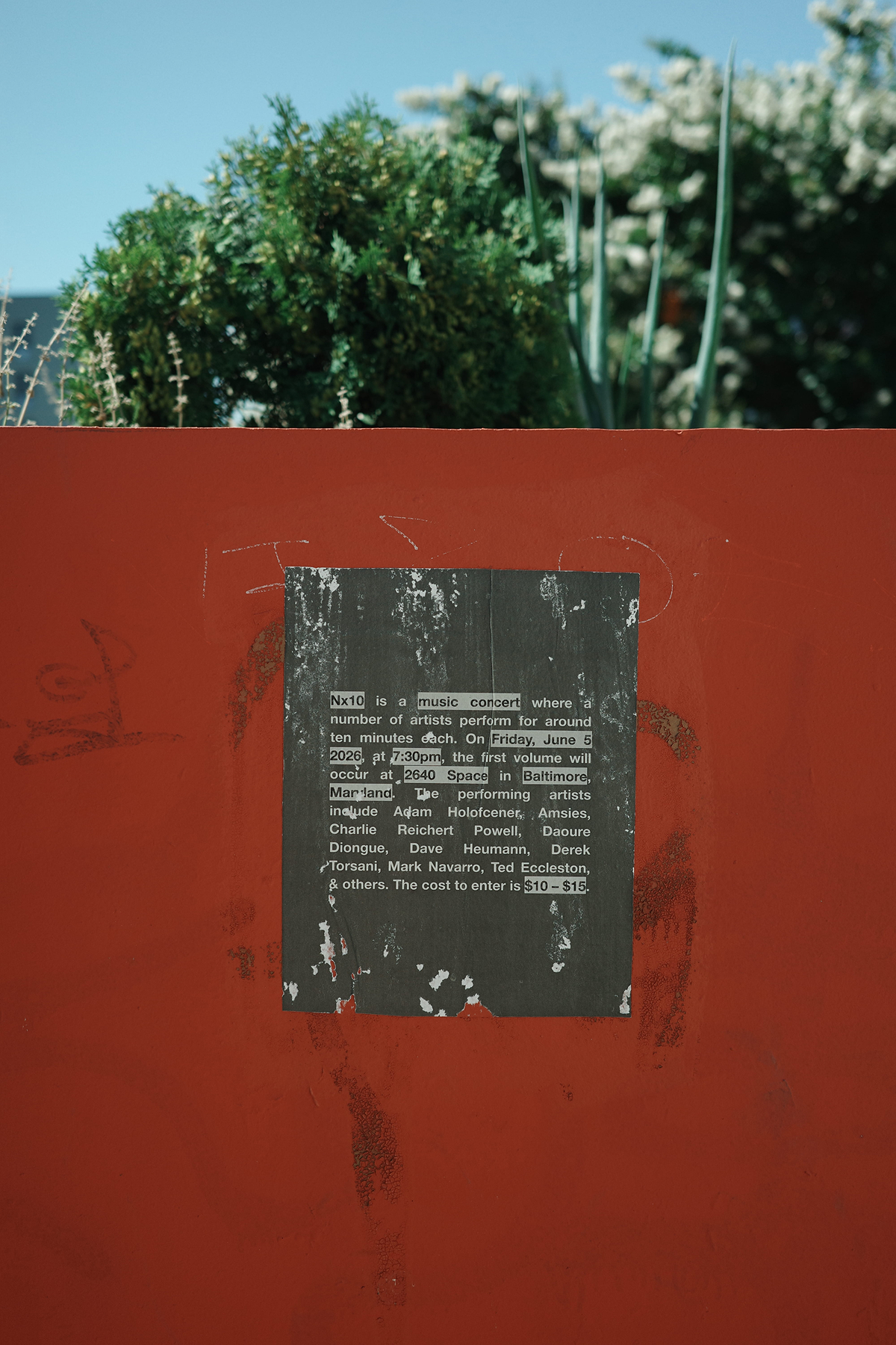 Photograph of a concert flyer