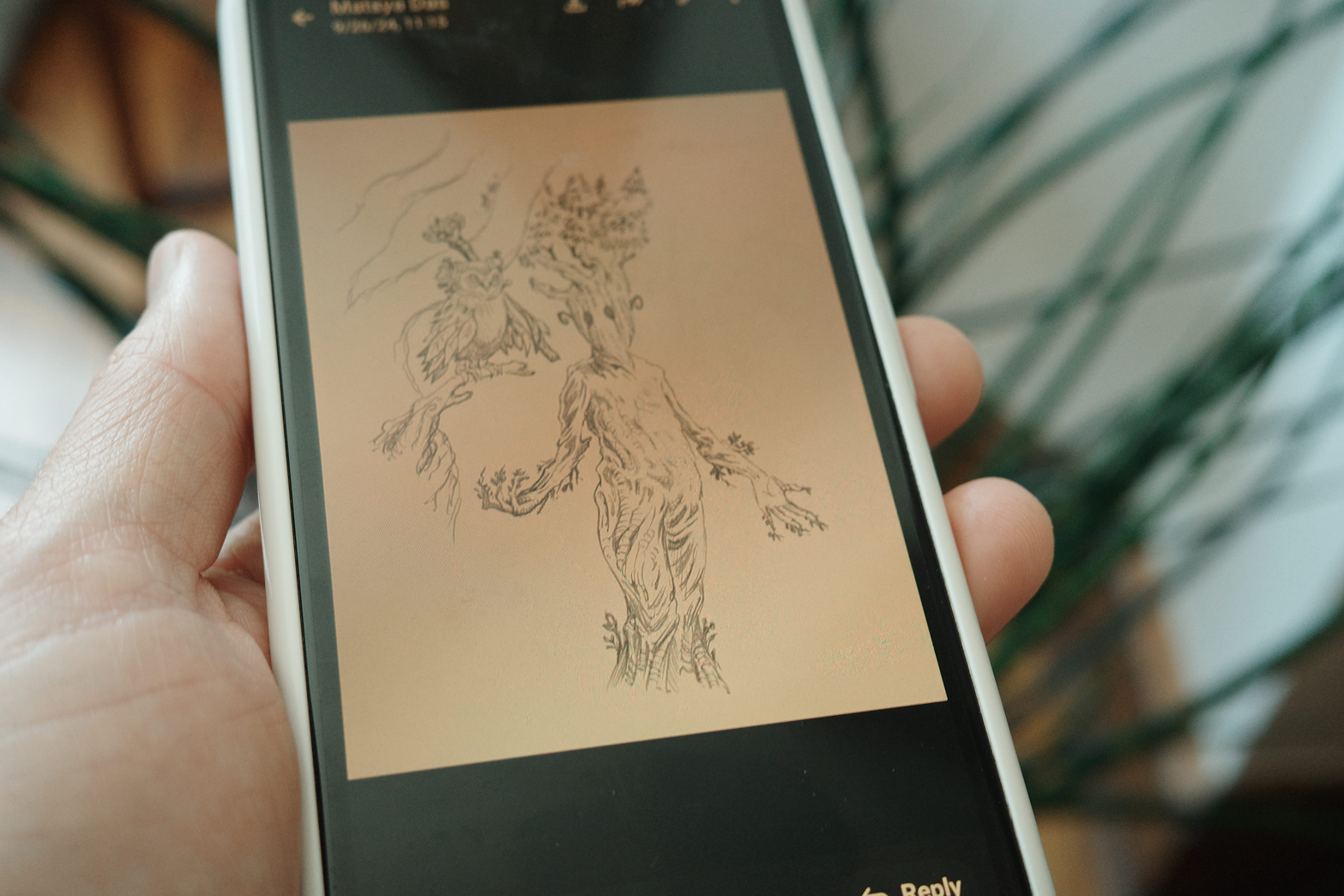 Photograph of an early sketch from A Tree Like Me
